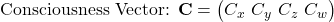 \text{Consciousness Vector: } \mathbf{C} = \begin{pmatrix} C_x \ C_y \ C_z \ C_w \end{pmatrix}